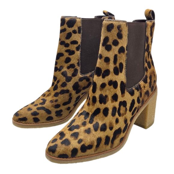 Lauren Ralph Lauren Marianna Leopard-Print Haircalf Bootie 10B Chelsea Boots NEW - Picture 8 of 16